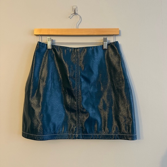 Faux Leather Teal Mini Skirt - Urban Outfitters - Picture 2 of 9